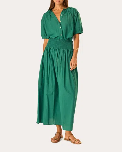 Natalie Martin Women's Violet Gathered Cotton Button-up Top In Green
