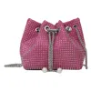 Natalie Mills Rhinestone Rena Drawstring Handbag In Pink In Pink