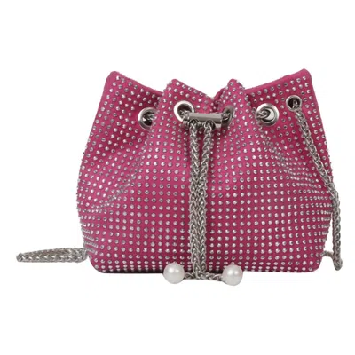 Natalie Mills Rhinestone Rena Drawstring Handbag In Pink