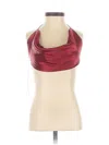Natalie Rolt Sleeveless Silk Top Burgundy Halter Neckline Tops In Burgundy