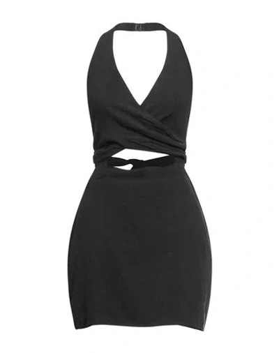 Natalie Rolt Woman Mini Dress Black Size 2 Linen In Gray