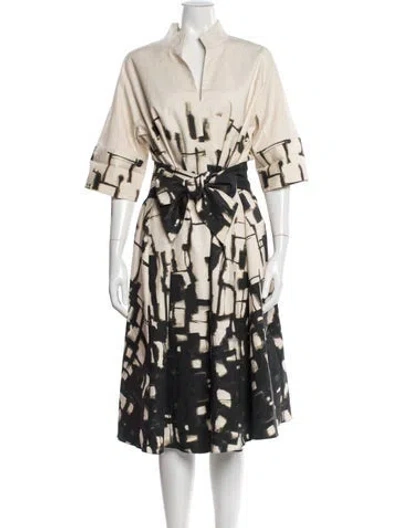 Pre-owned Natan Graphic Print Midi Length Dress In Neutral