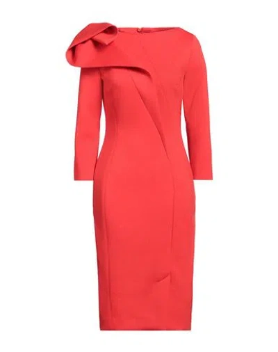 Natan Woman Midi Dress Tomato Red Size 8 Polyester, Viscose, Polyurethane
