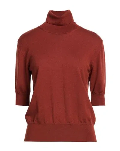 Natan Woman Turtleneck Brick Size 2 Virgin Wool In Brown