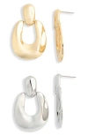 Natasha 2-pack Doorknocker Drop Earrings In Gold