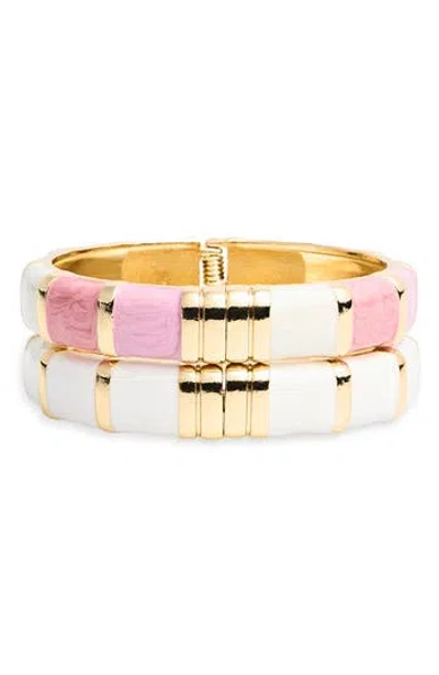 Natasha 2-pack Enamel Hinge Bracelets In Pink