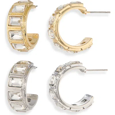 Natasha 2-pack Faceted Stone Hoop Earrings In Multi