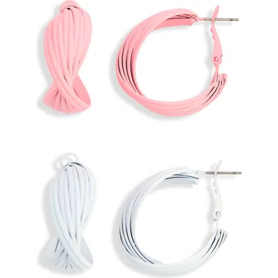 Natasha 2-pack Twisted Hoop Earrings In Purple