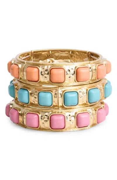 Natasha 3-pack Resin Stretch Bracelets In Gold