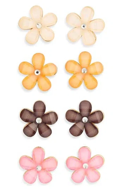 Natasha 4-pack Flower Stud Earrings In Multi