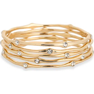 Natasha 5-pack Crystal Bangle Bracelet Set In Gold