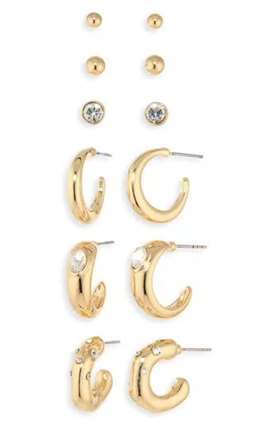 Natasha 9-pack Assorted Stud & Hoop Earrings In Gold