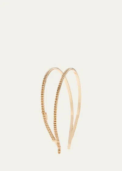 Natasha Accessories Limited Chain Two-row Skinny Headband In Gold