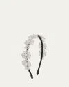 Natasha Accessories Limited Crystalized Brass Flower Headband In Sil/cry