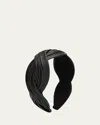 Natasha Accessories Limited Double Twist Leather Headband In Black