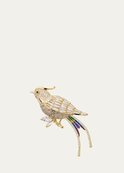 Natasha Accessories Limited Embellished Bird Brooch In Gold