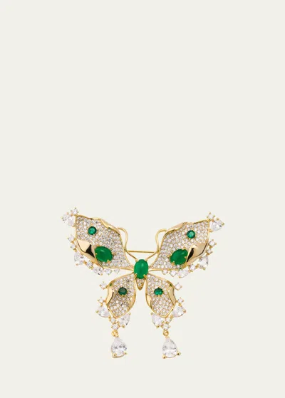 Natasha Accessories Limited Embellished Butterfly Brooch In Gold