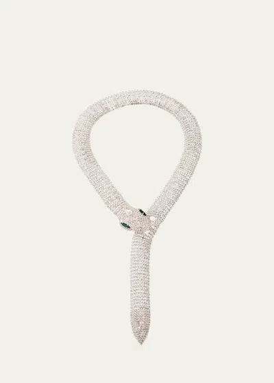 Natasha Accessories Limited Embellished Snake Necklace In White