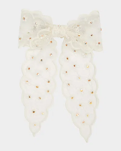 Natasha Accessories Limited Floral Bow Barrette In Neutral
