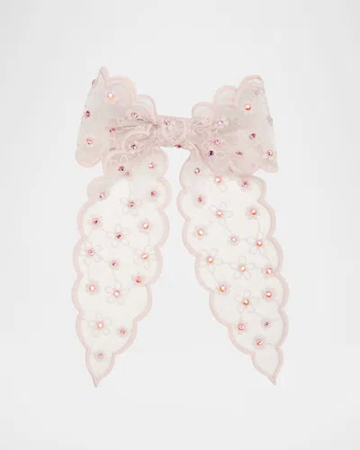 Natasha Accessories Limited Floral Bow Barrette In Pink