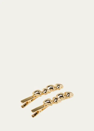 Natasha Accessories Limited Heart Salon Clips, Set Of 2 In Gold
