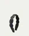 Natasha Accessories Limited Leather Wave Headband In Black
