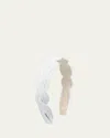 Natasha Accessories Limited Leather Wave Headband In White