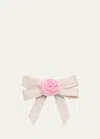 Natasha Accessories Limited Rose Centered Bow Barrette In Ivry/pnk