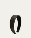 Natasha Accessories Limited Shiny Crocodile Leather Headband In Black