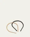 Natasha Accessories Limited Twisted Leather Headbands, 2 Pack In Tanblack