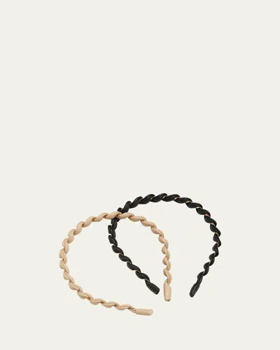 Natasha Accessories Limited Twisted Leather Headbands, 2 Pack In Tanblack