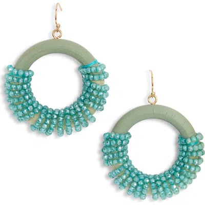 Natasha Beaded Circle Drop Earrings In Blue