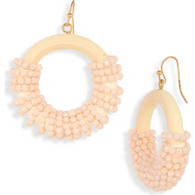 Natasha Beaded Circle Drop Earrings In Pink