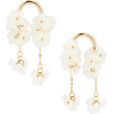 Natasha Beaded Flower Drop Earrings In Red