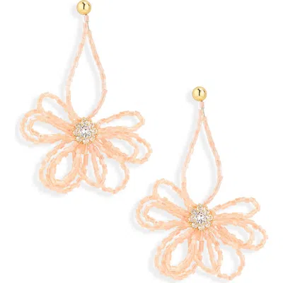 Natasha Beaded Flower Drop Earrings In Red