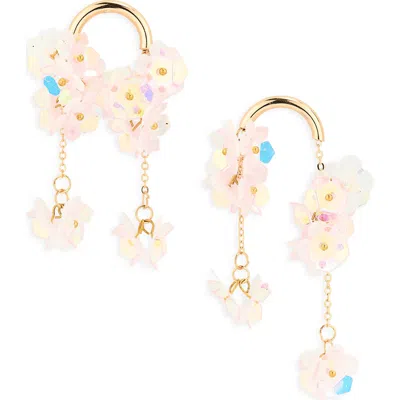 Natasha Beaded Flower Drop Earrings In Red