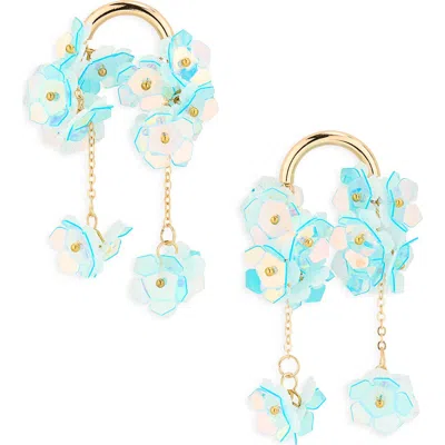 Natasha Beaded Flower Drop Earrings In Pink