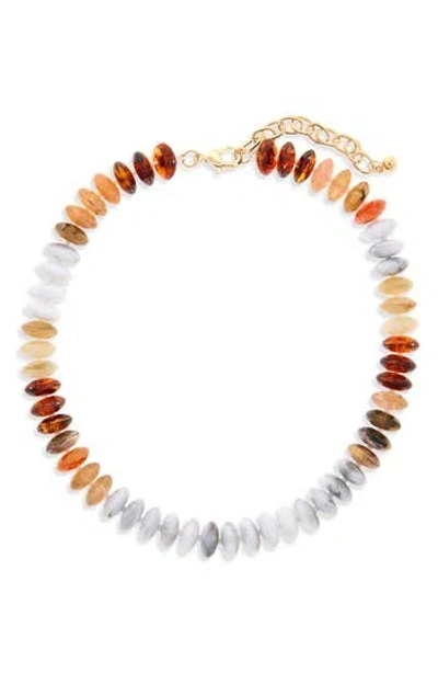 Natasha Beaded Necklace In Brown