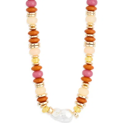 Natasha Beaded Necklace In Orange Combo