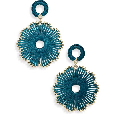 Natasha Corded Flower Drop Earrings In Blue