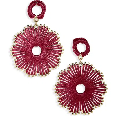 Natasha Corded Flower Drop Earrings In Burgundy