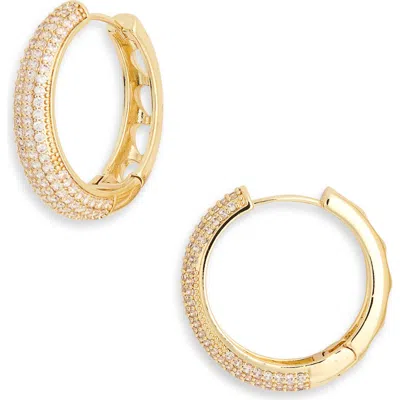 Natasha Crystal Embellished Hoop Earrings In Gold