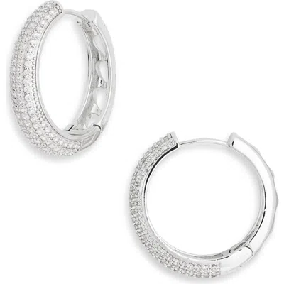 Natasha Crystal Embellished Hoop Earrings In Silver
