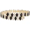 Natasha Cubic Zirconia Stone Cuff Bracelet In Gold/jet/clear