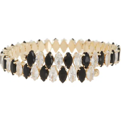 Natasha Cubic Zirconia Stone Cuff Bracelet In Gold/jet/clear