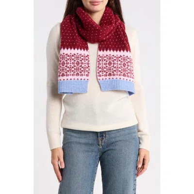 Natasha Fair Isle Skinny Scarf In Brown