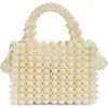 Natasha Faux Pearl Bead Top Handle Bag In Ivory