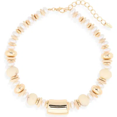 Natasha Faux Pearl Beaded Necklace In Neutral Combo