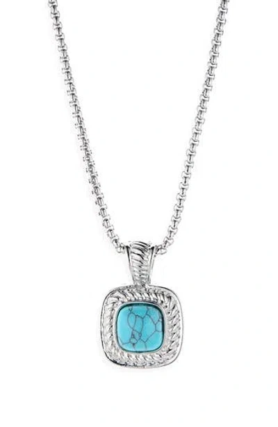 Natasha Faux Turquoise Pendant Necklace In Silver
