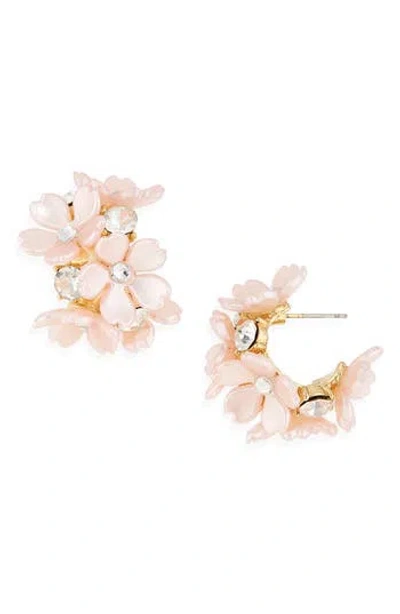 Natasha Flower Huggie Earrings In Pink